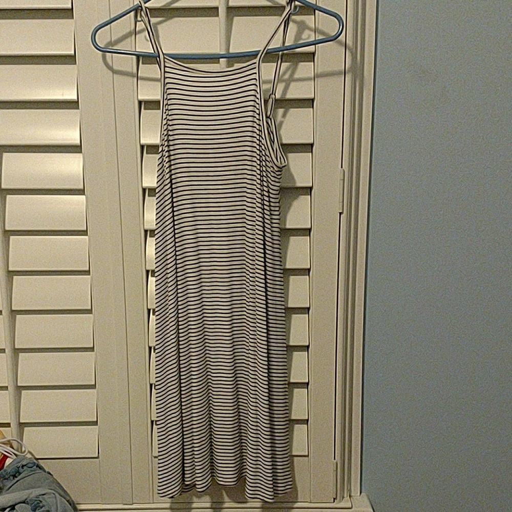 Striped high neck casual dress